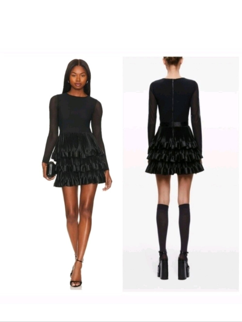 ALICE + OLIVIA CHARA TIERED RUFFLE MINI DRESS SIZE 4 $495 - Picture 3 of 16